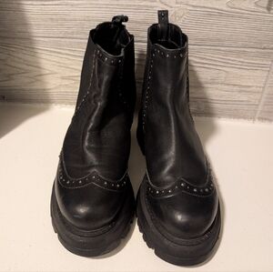 Allonsi Black Studded Chelsea Boots Size 10